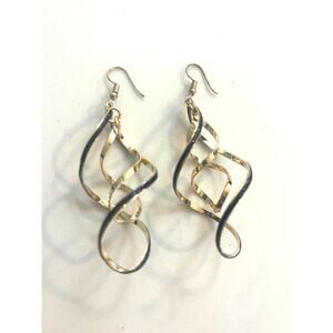 Black and Gold Double Spiral 3" Womens' Dangle Earrings